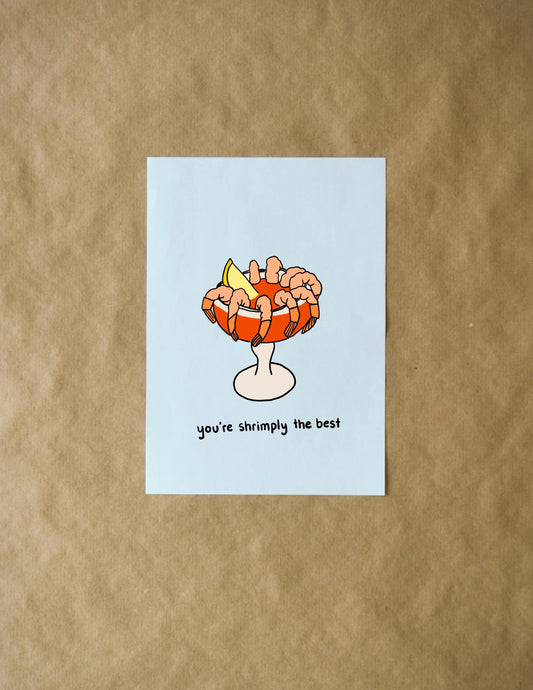 Shrimply the Best Valentine's Day Card | Funny Pun & Cheesy Joke for Friends, Partners and Family Holiday Greetings