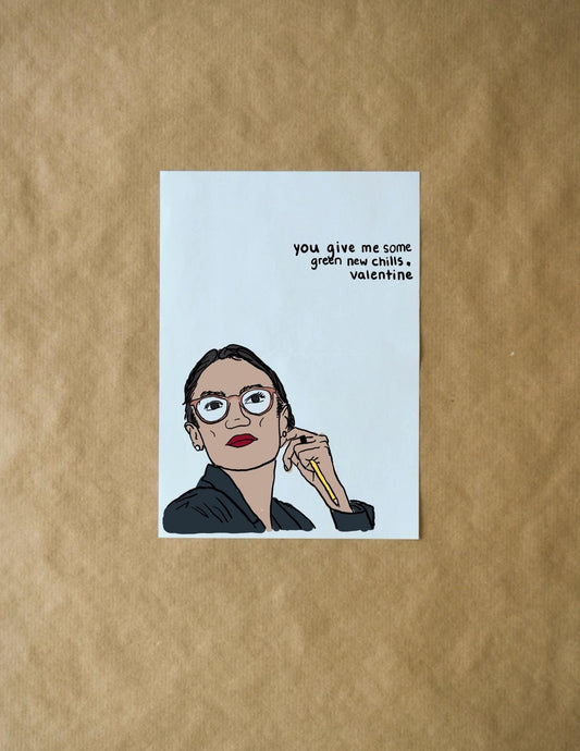 AOC Green New Deal Valentine's Day Card - Funny Liberal Romantic Pun, Cheesy Sweet Joke & Cute Political Greeting for Loved Ones and Partner