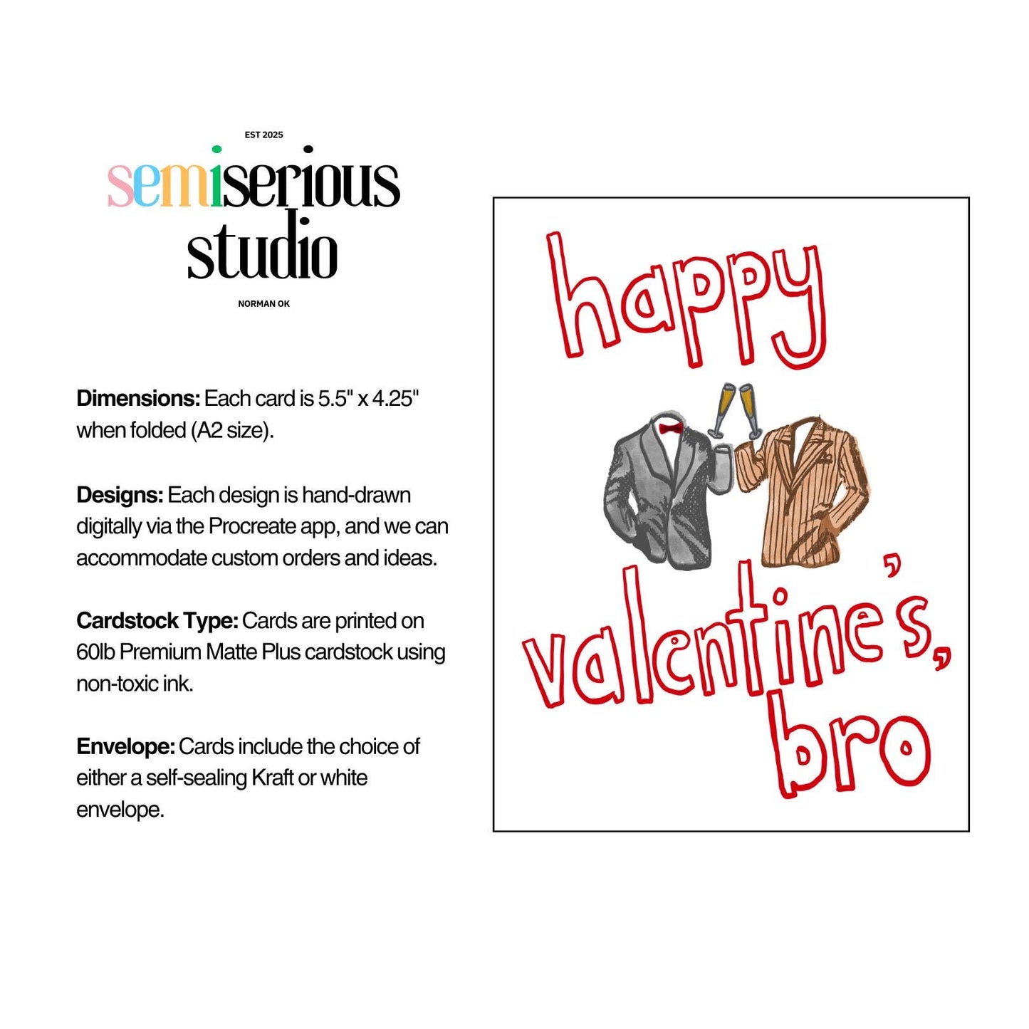 Bros Happy Valentine's Day Card - Funny Cheesy Greeting for Friends & Partners, Cute LGBTQ Holiday Card