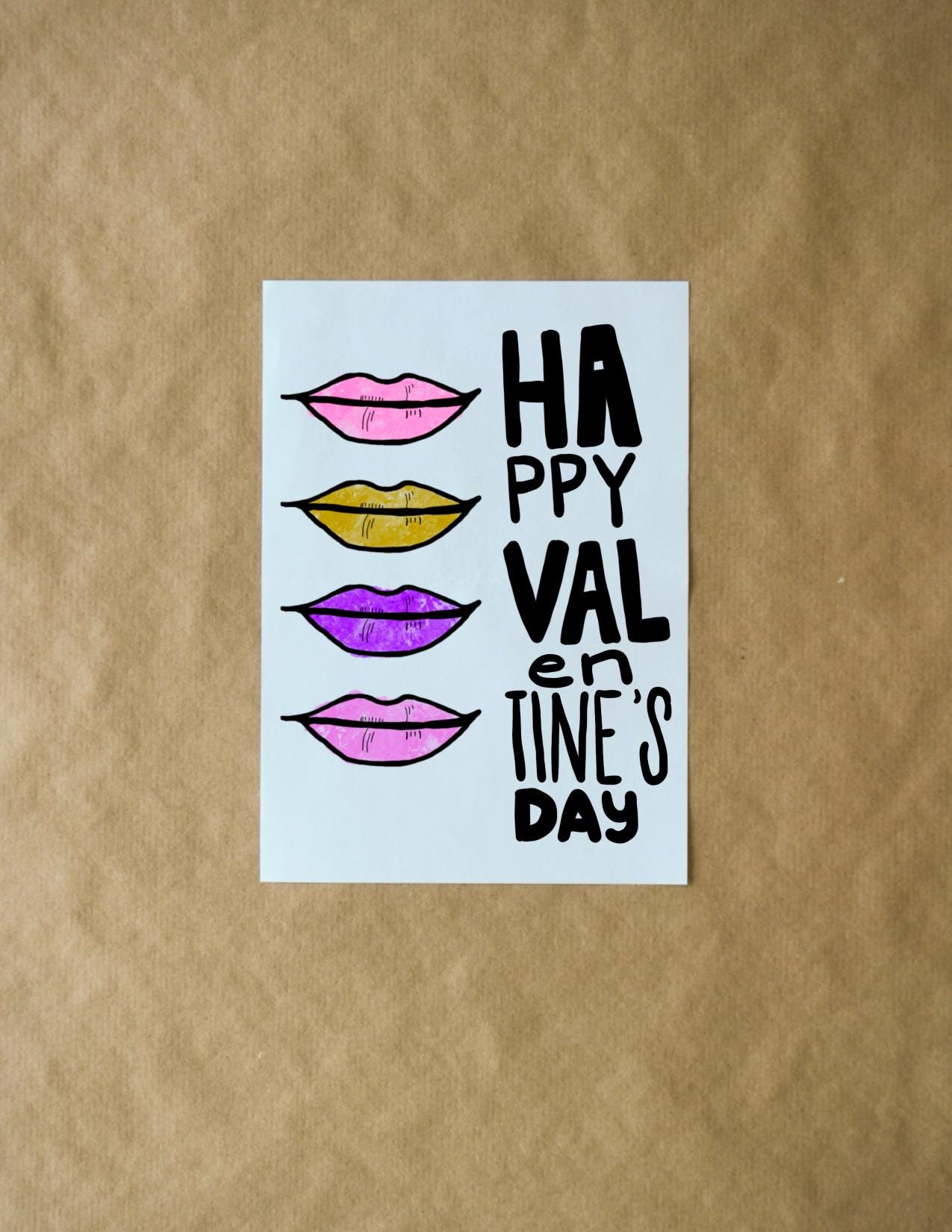 Girly Happy Valentine's Day Card - Cute Rainbow Greeting Card for Friends, Family & Partners - Colorful Holiday Love Note