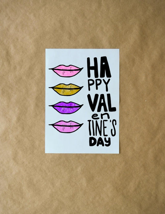 Girly Happy Valentine's Day Card - Cute Rainbow Greeting Card for Friends, Family & Partners - Colorful Holiday Love Note