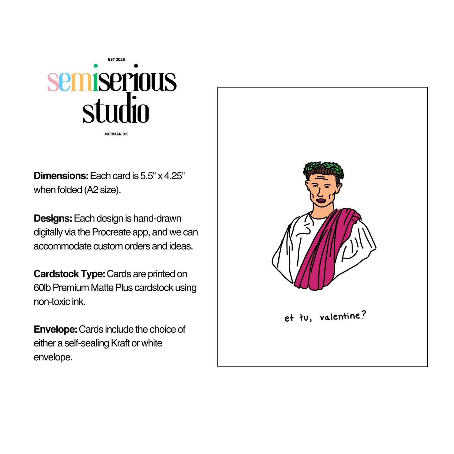Caesar Valentines Day Card - Funny Roman Empire Pun Greeting Card for History Lovers & Partners