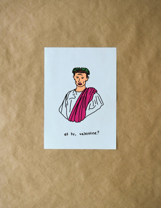 Caesar Valentines Day Card - Funny Roman Empire Pun Greeting Card for History Lovers & Partners