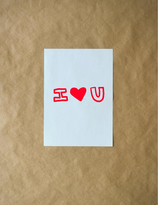 I Heart You Valentine's Card, Cute Red Heart Design, Unique Love Note & Hand-Drawn Happy Valentine's Day Greeting