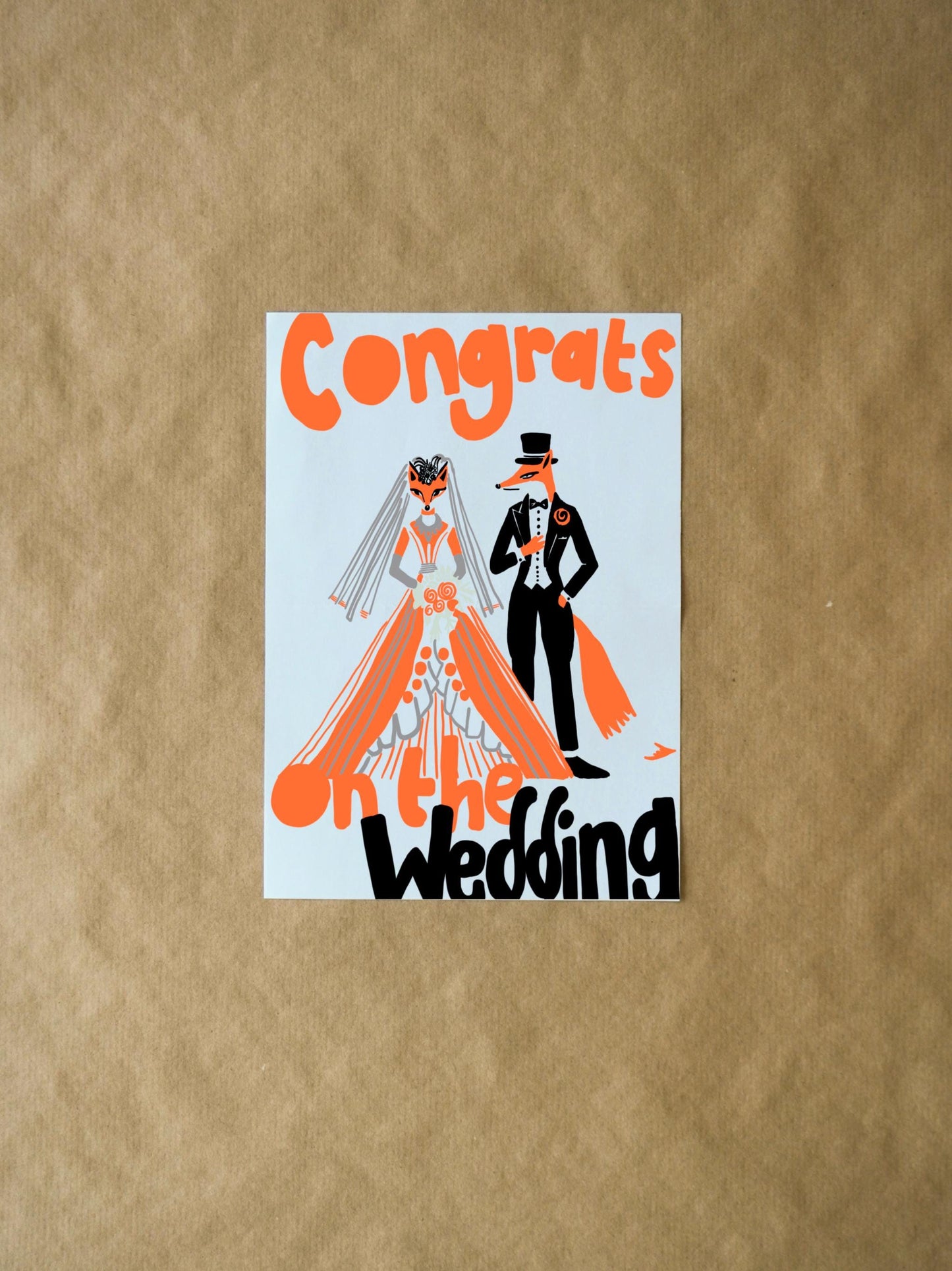 Congrats on the Wedding - Cute Fox-Themed Greeting Card for Newlyweds, Perfect for Celebrations & Announcements