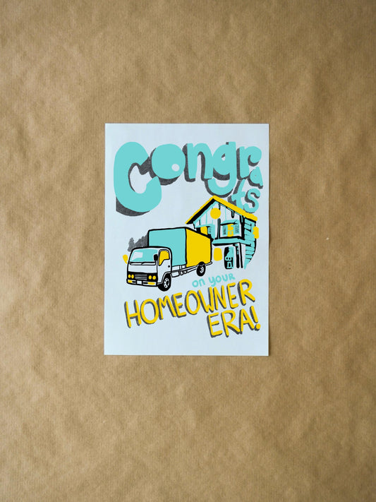 Congrats on Your Homeowner Era Card | Colorful Greeting Card for New Homeowner | Cute Congratulations Housewarming Card