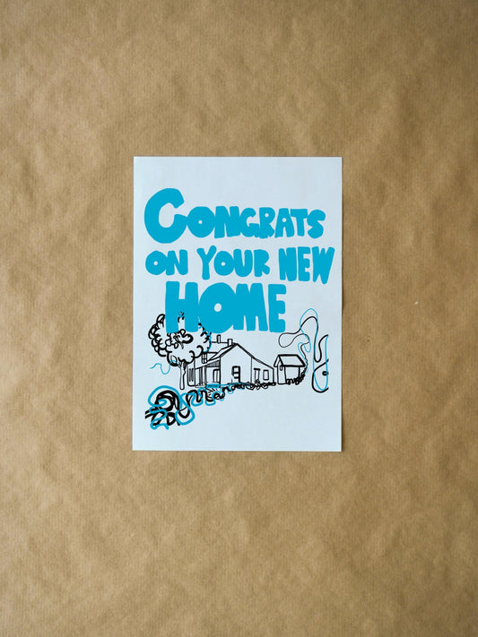 Congrats on Your New Home Card | Colorful Greeting Card for New Homeowner | Cute Congratulations Housewarming Card