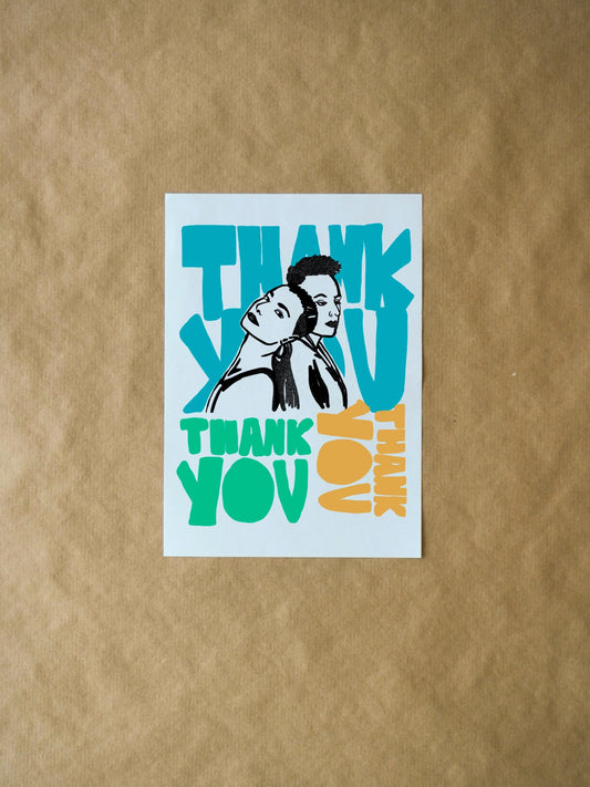 Two Friends Thank You Card | Colorful Fun Gratitude Card for Friends, Gifts, & Special Occasions