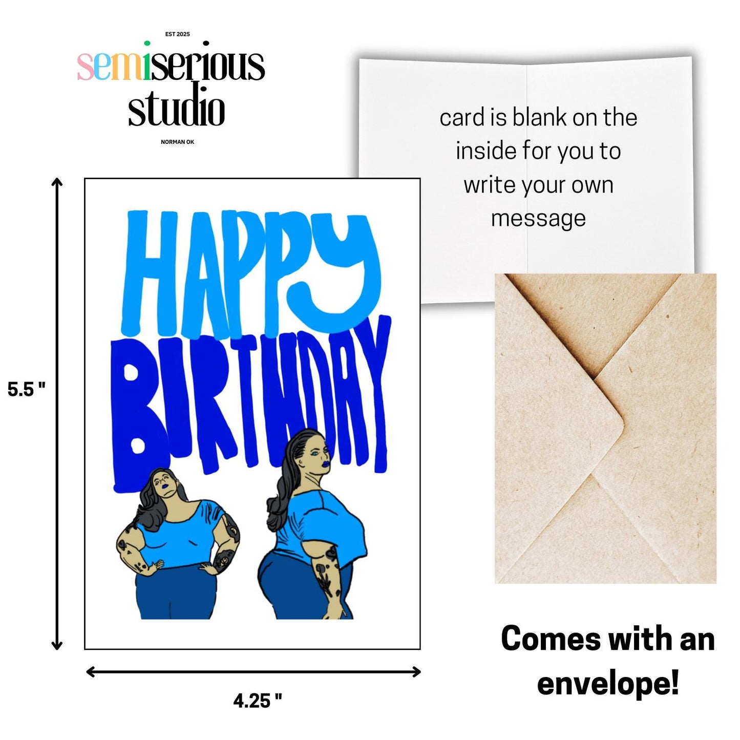 Happy Birthday Card - Cute Feminist Empowerment Birthday Card for Women, Girls & Friends - Fun Colorful Design Gift for Family and Kids