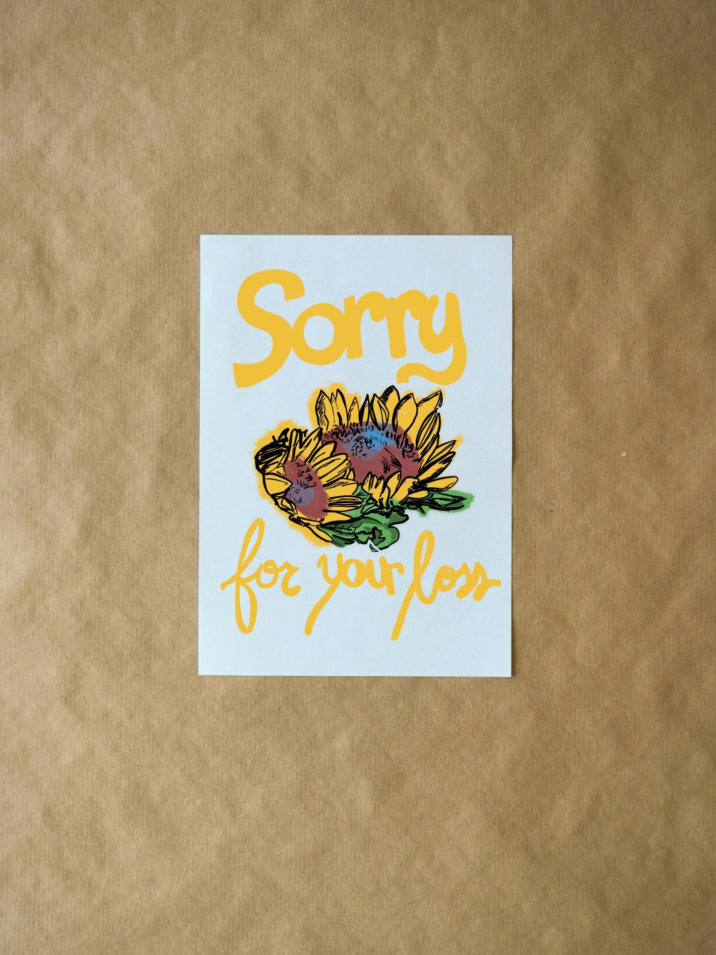 Sorry for Your Loss Sunflower Sympathy Card, Thoughtful Comfort for Loved Ones, Encouraging Grief & Healing Support, Handmade