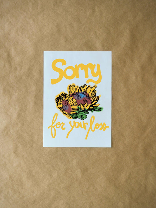Sorry for Your Loss Sunflower Sympathy Card, Thoughtful Comfort for Loved Ones, Encouraging Grief & Healing Support, Handmade