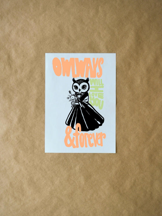 Owlways and Forever Anniversary Card - Funny Cute Pun Greeting Card for Him, Her or Couples, Sweet Joke Owl Card