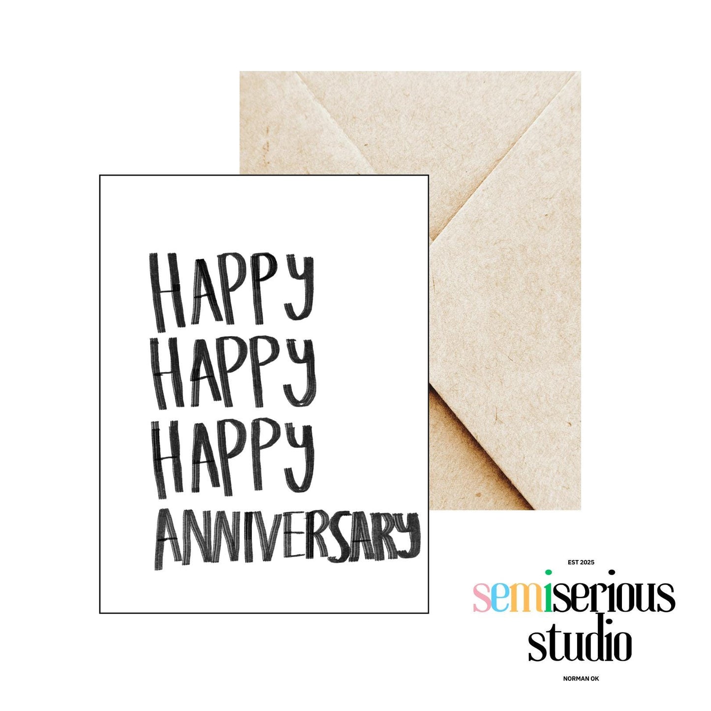 Simple Happy Anniversary Card - Cute Romantic Greeting Card for Him, Her and Couples, Perfect Love Celebration