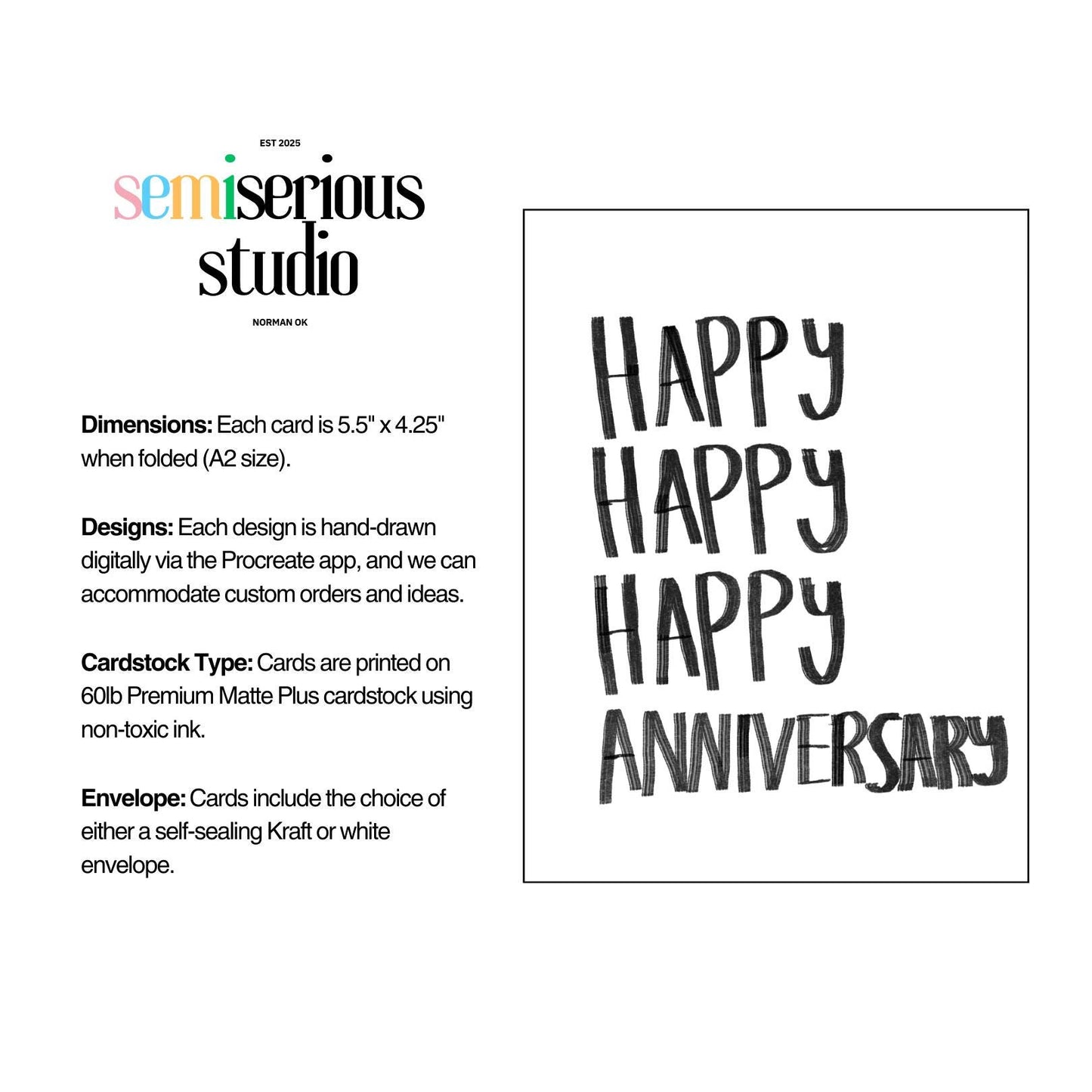 Simple Happy Anniversary Card - Cute Romantic Greeting Card for Him, Her and Couples, Perfect Love Celebration