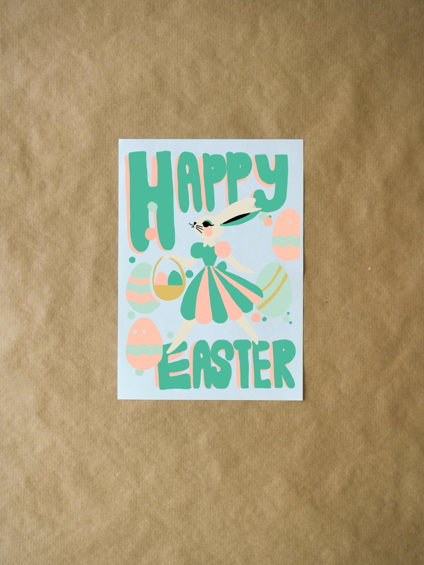 Easter Bunny Card | Happy Easter Greeting Card for Kids & Friends | Fun Colorful Pastel Holiday Card