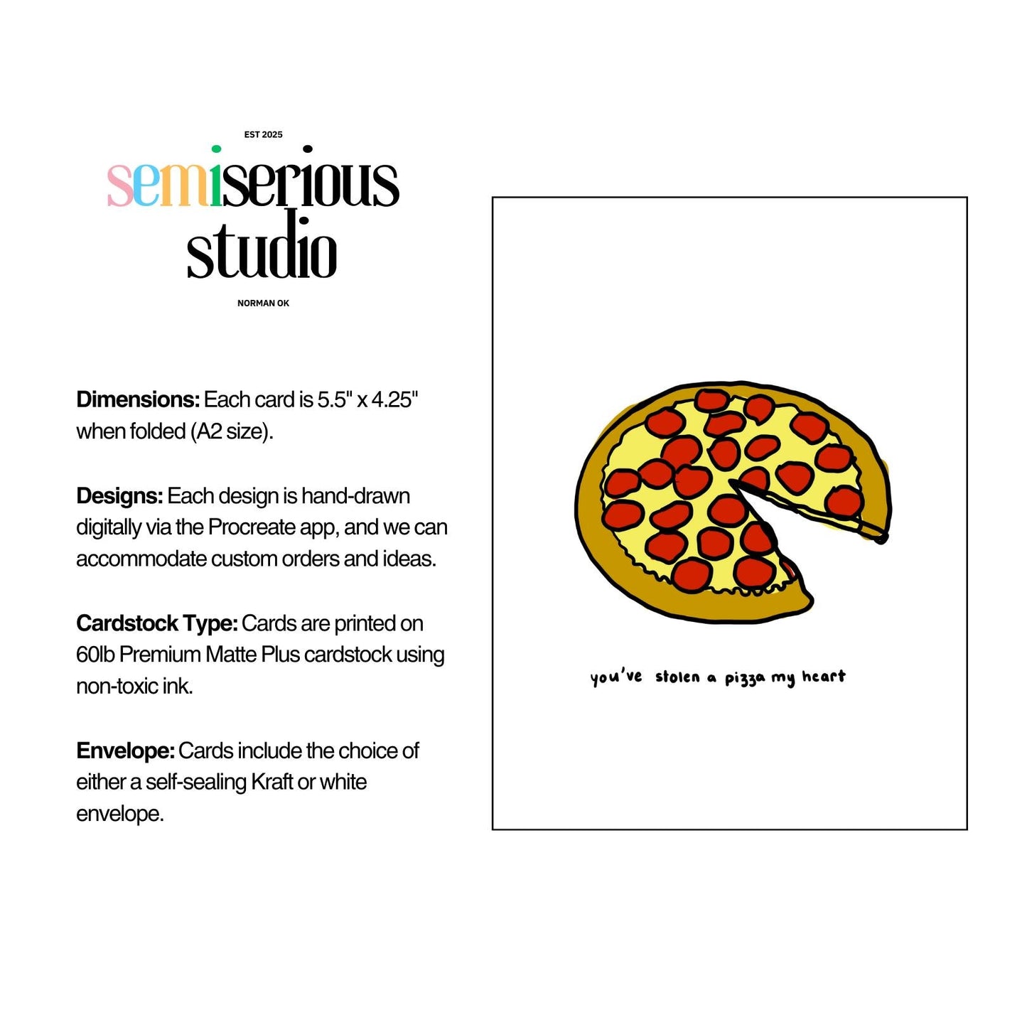 Pizza Valentines Card - Funny Pizza My Heart Pun, Cheesy Joke for Valentine's Day, Cute Holiday Greeting Card