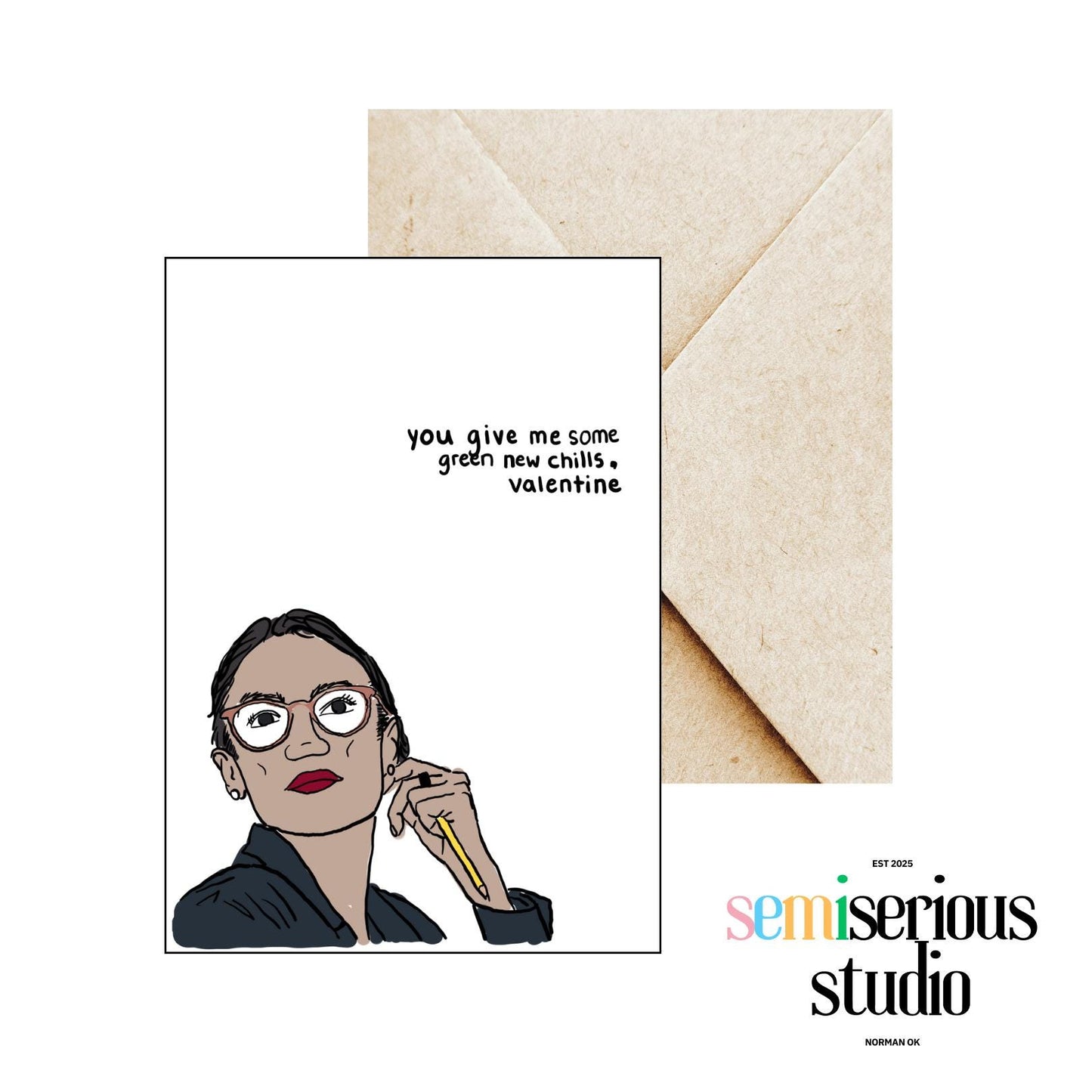 AOC Green New Deal Valentine's Day Card - Funny Liberal Romantic Pun, Cheesy Sweet Joke & Cute Political Greeting for Loved Ones and Partner