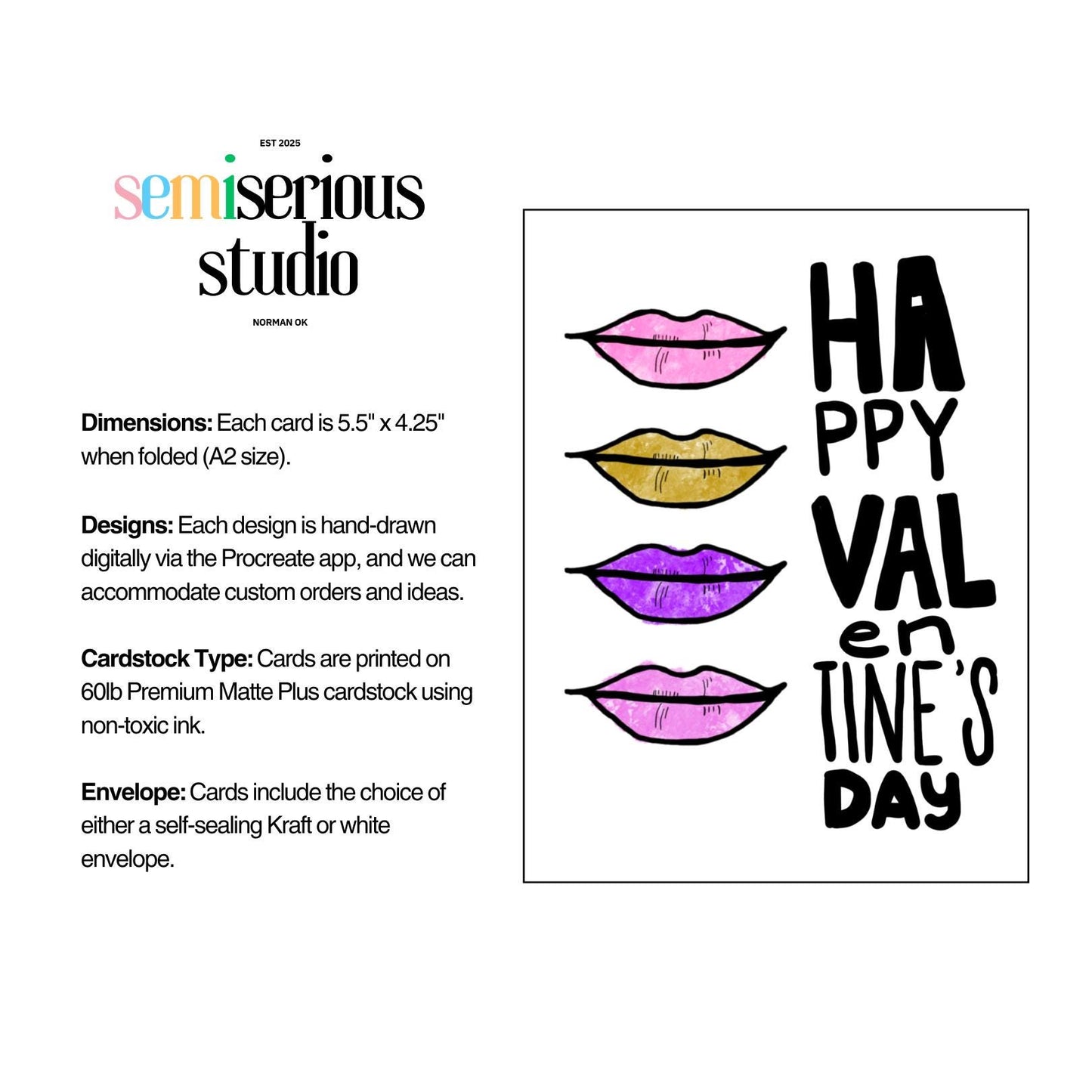 Girly Happy Valentine's Day Card - Cute Rainbow Greeting Card for Friends, Family & Partners - Colorful Holiday Love Note