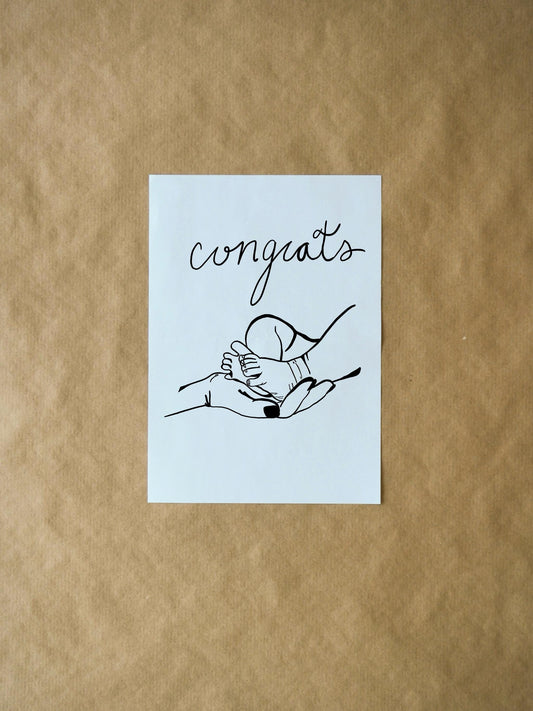 New Parent Congratulations Card - Baby Congrats Greeting Card, Handmade Card to Celebrate New Arrival & Parenthood