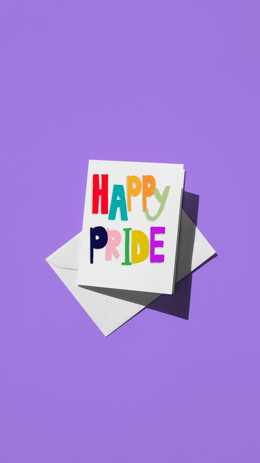 Happy Pride LGBTQ Greeting Card - Simple and Colorful Art Print, Cute Just Because Gift for Friends & Family, Pride Month Celebration