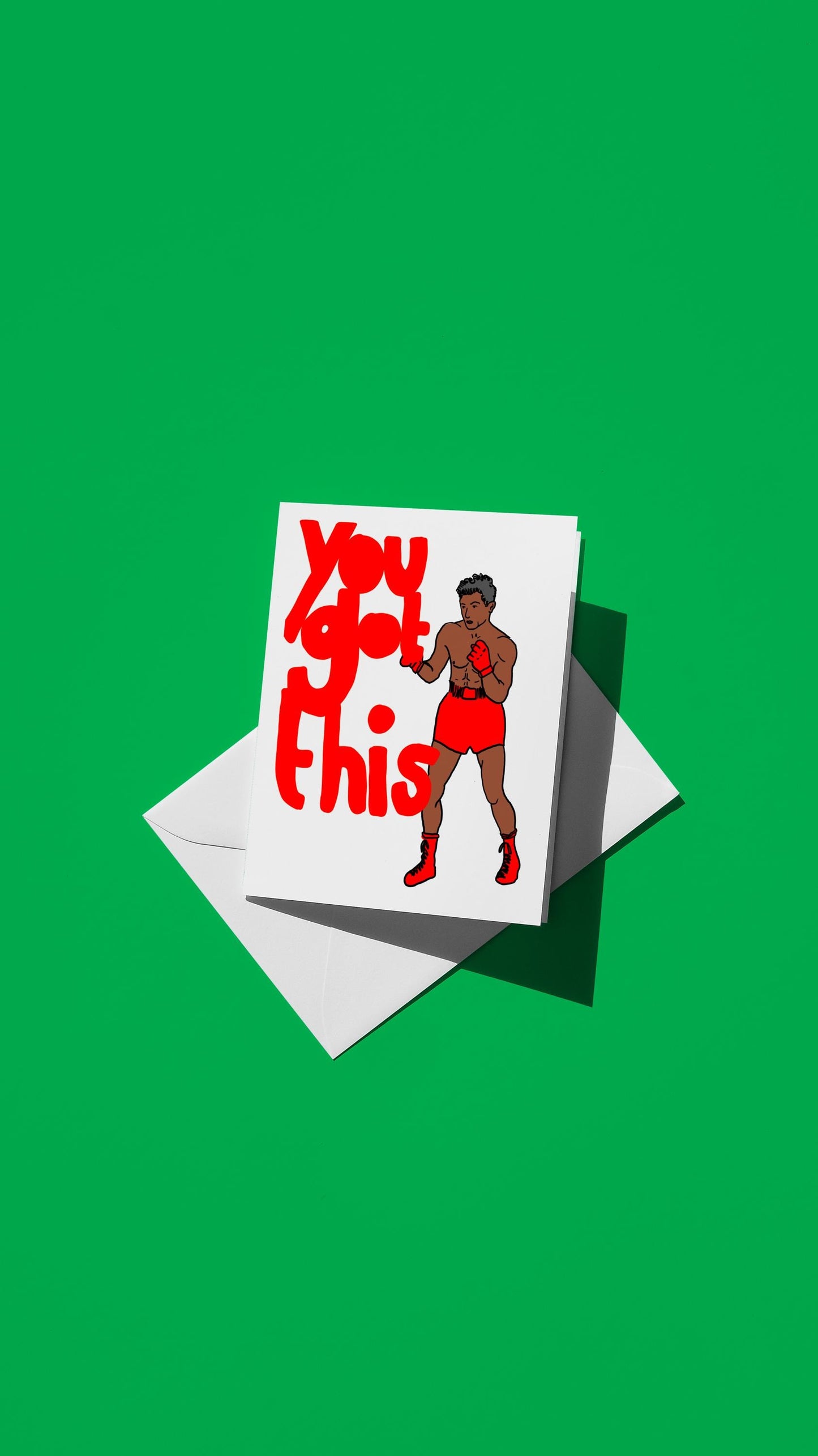 Hand-drawn illustration of a boxer with the message "you got this"